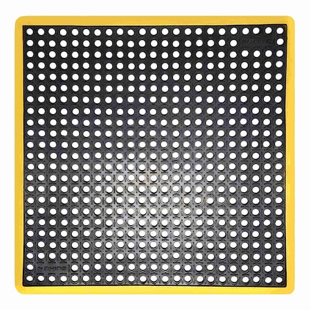 Rhino Mats K-Series Safety Tract Drainage Mat, Rubber, Drainage Holes, 3 ft W x 3 ft L, Black ST-3636BY